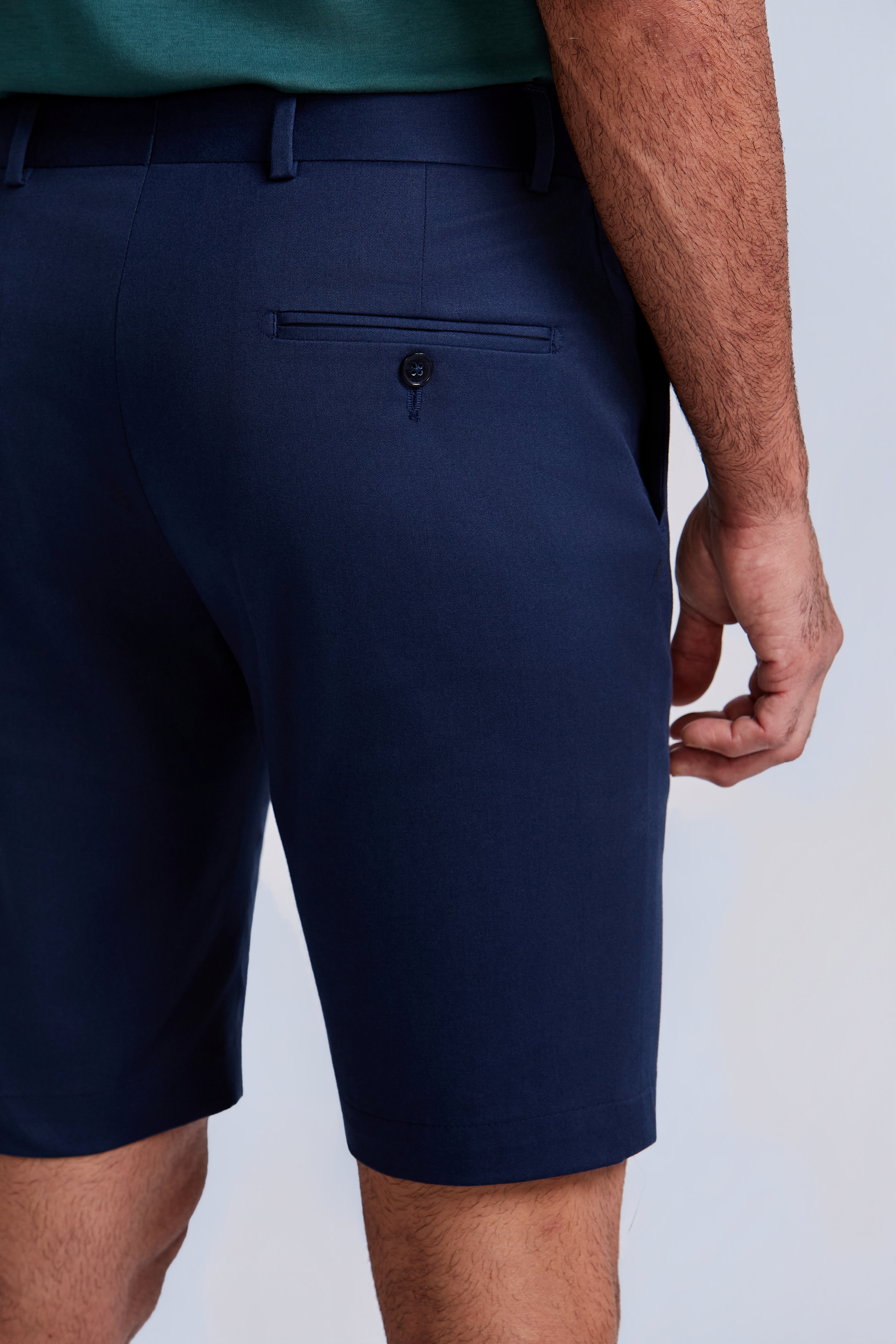 BERMUDA  ALFAITARIA ALGODAO ELASTANO MARINHO