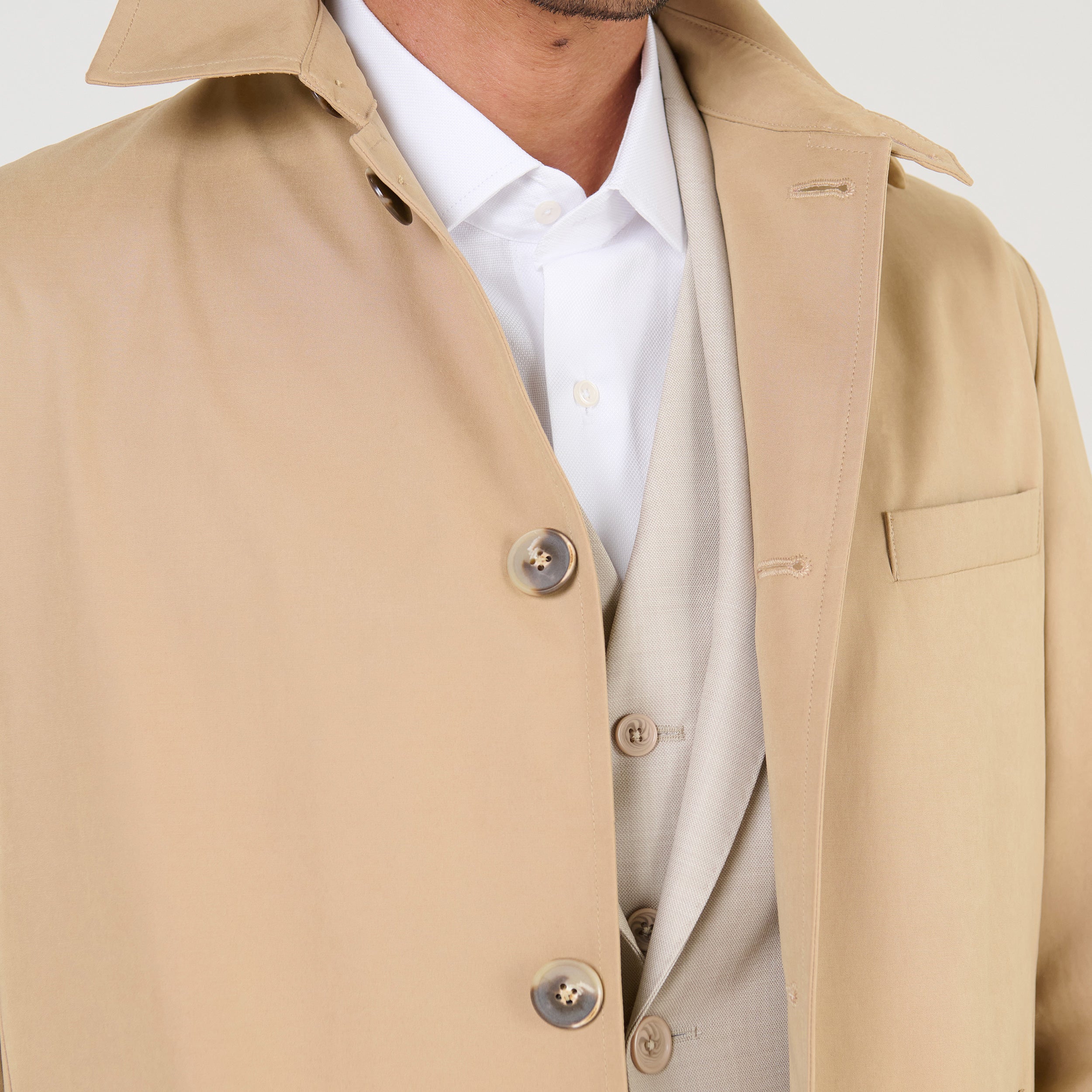 CASACO OVER COAT TECIDO TECNO KAKI