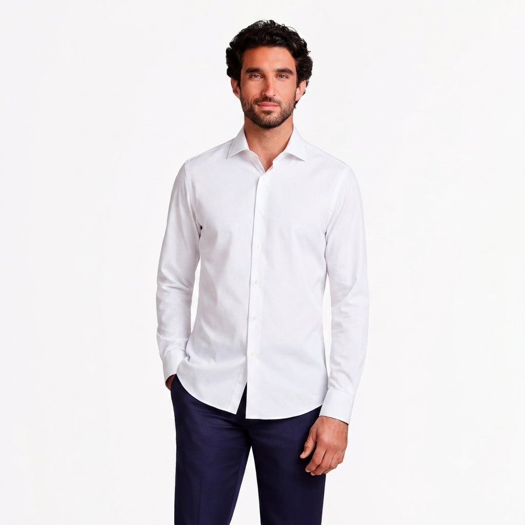 CAMISA MANGA LONGA PIMA COTTON POPELINE - BRANCO