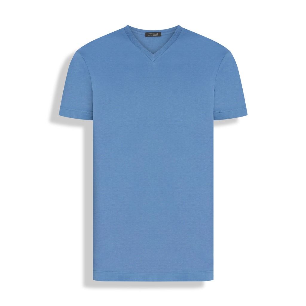 T-SHIRT M/C GOLA V PIMA TOUCH AZUL