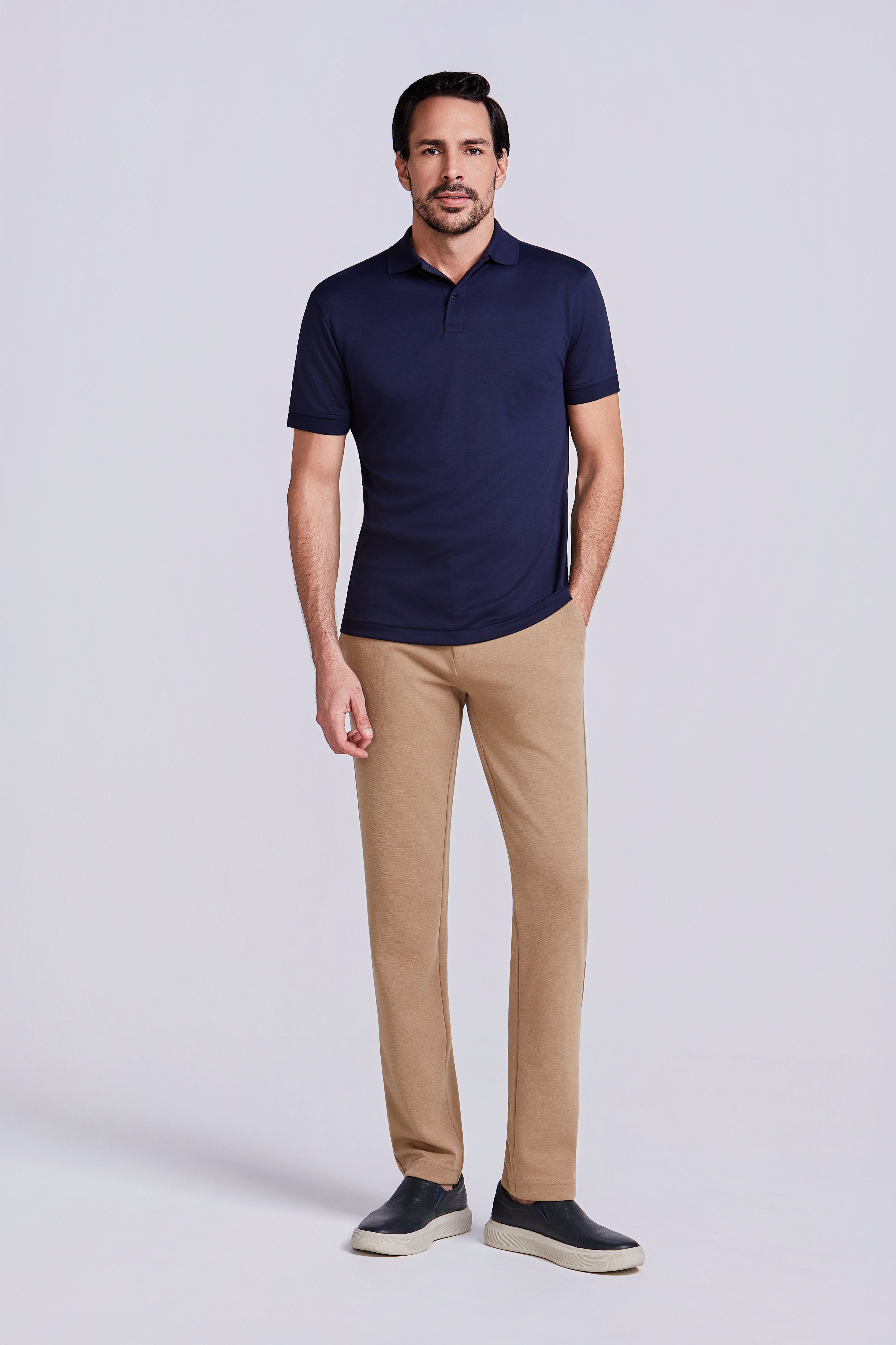 POLO PIMA COTTON 2 BOTOES MARINHO