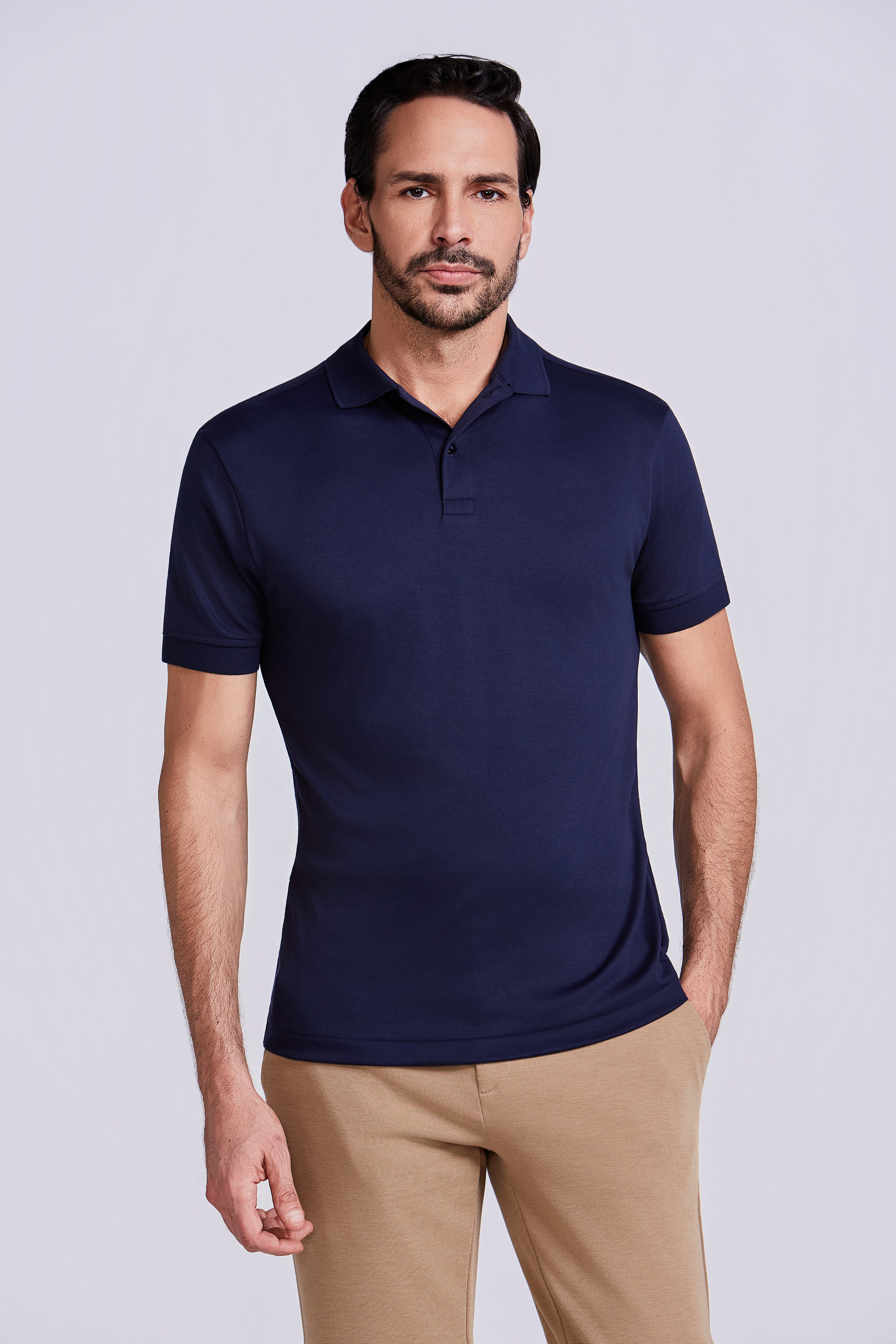 POLO PIMA COTTON 2 BOTOES MARINHO