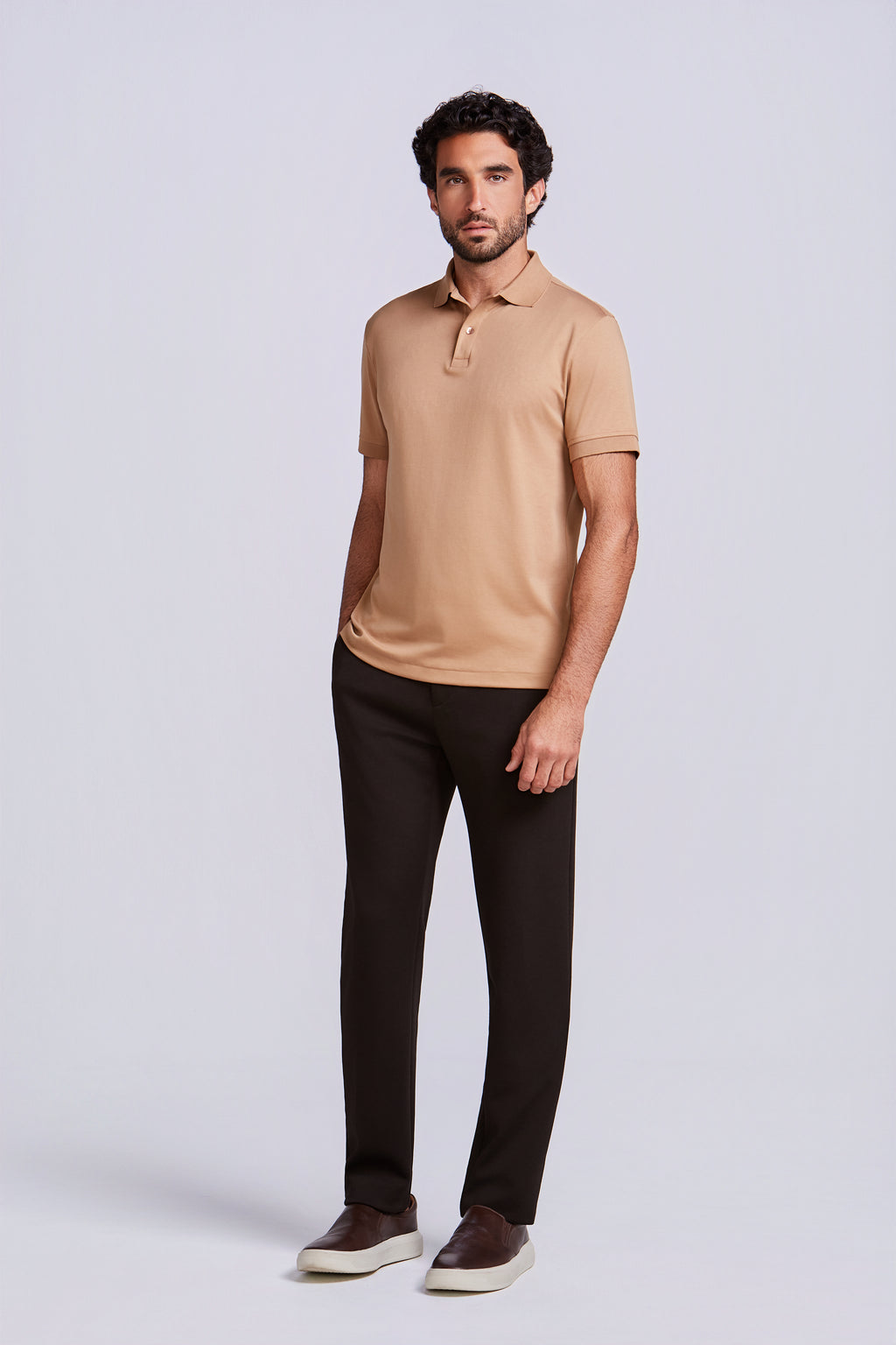 POLO PIMA COTTON 2 BOTOES CHOCOLATE