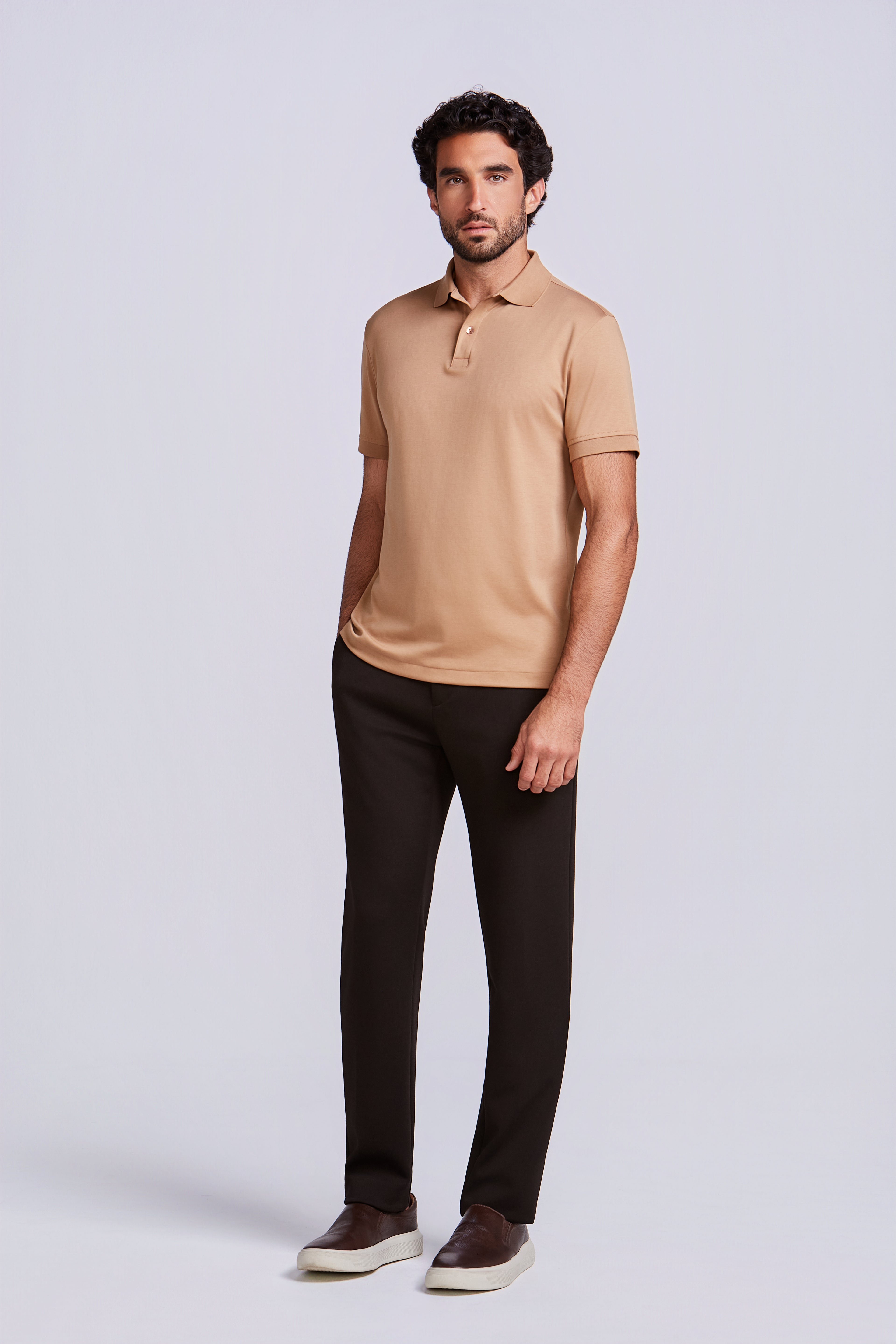 POLO PIMA COTTON 2 BOTOES CHOCOLATE