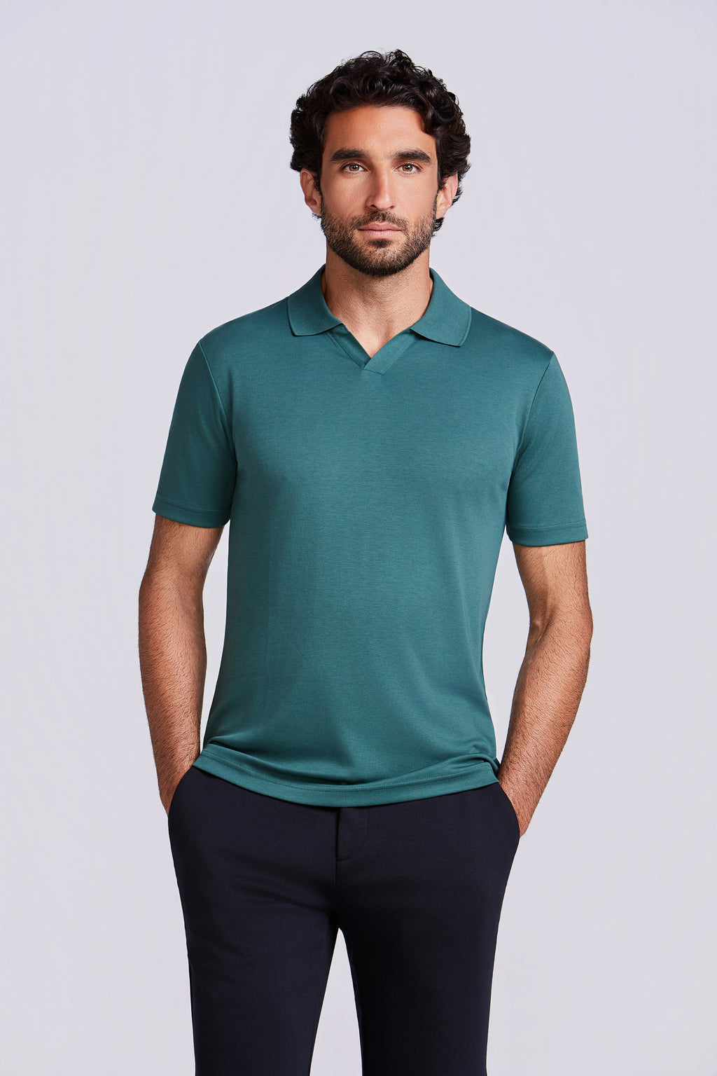 POLO PIMA COTTON GOLA V VERDE MUSGO