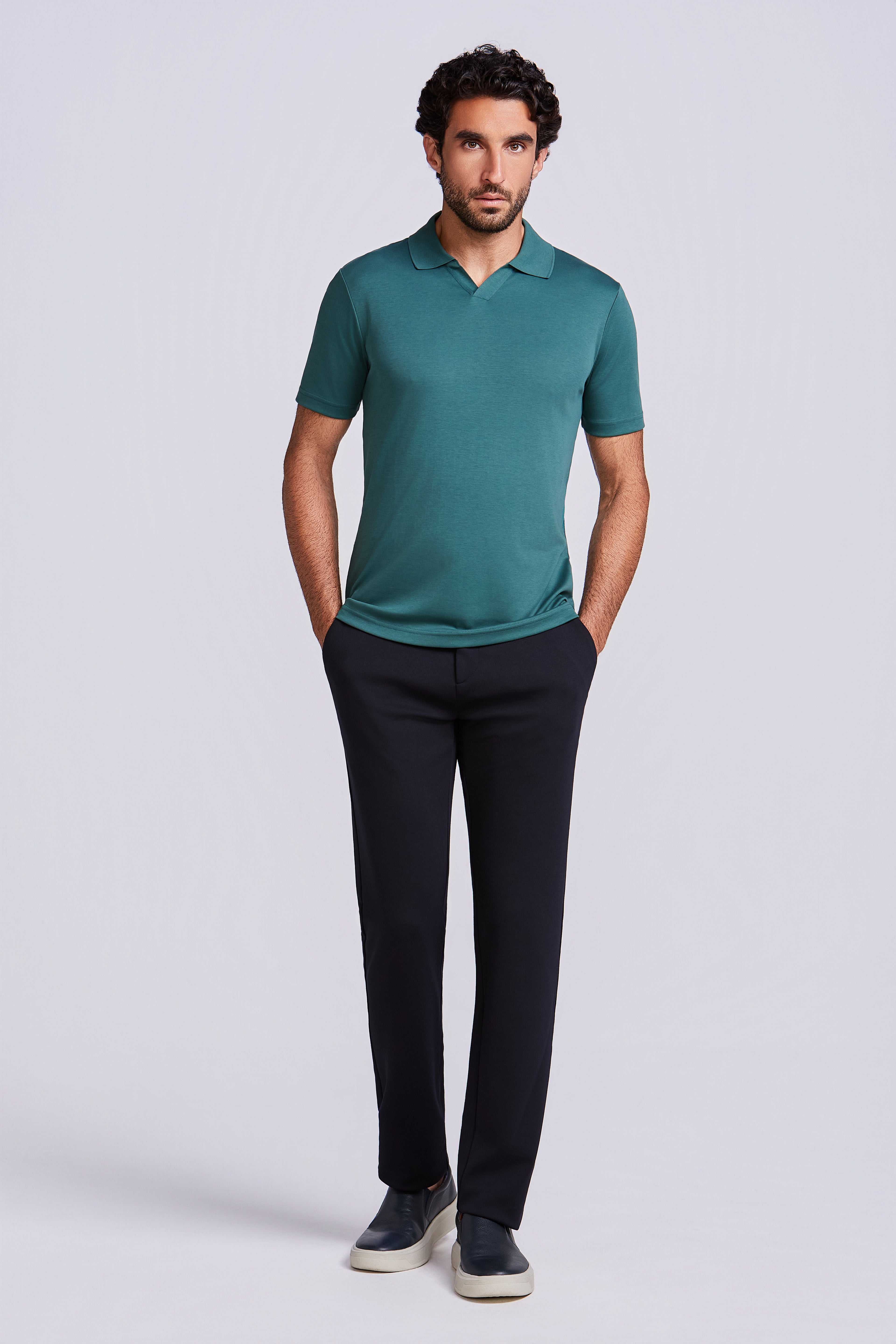 POLO PIMA COTTON GOLA V VERDE MUSGO