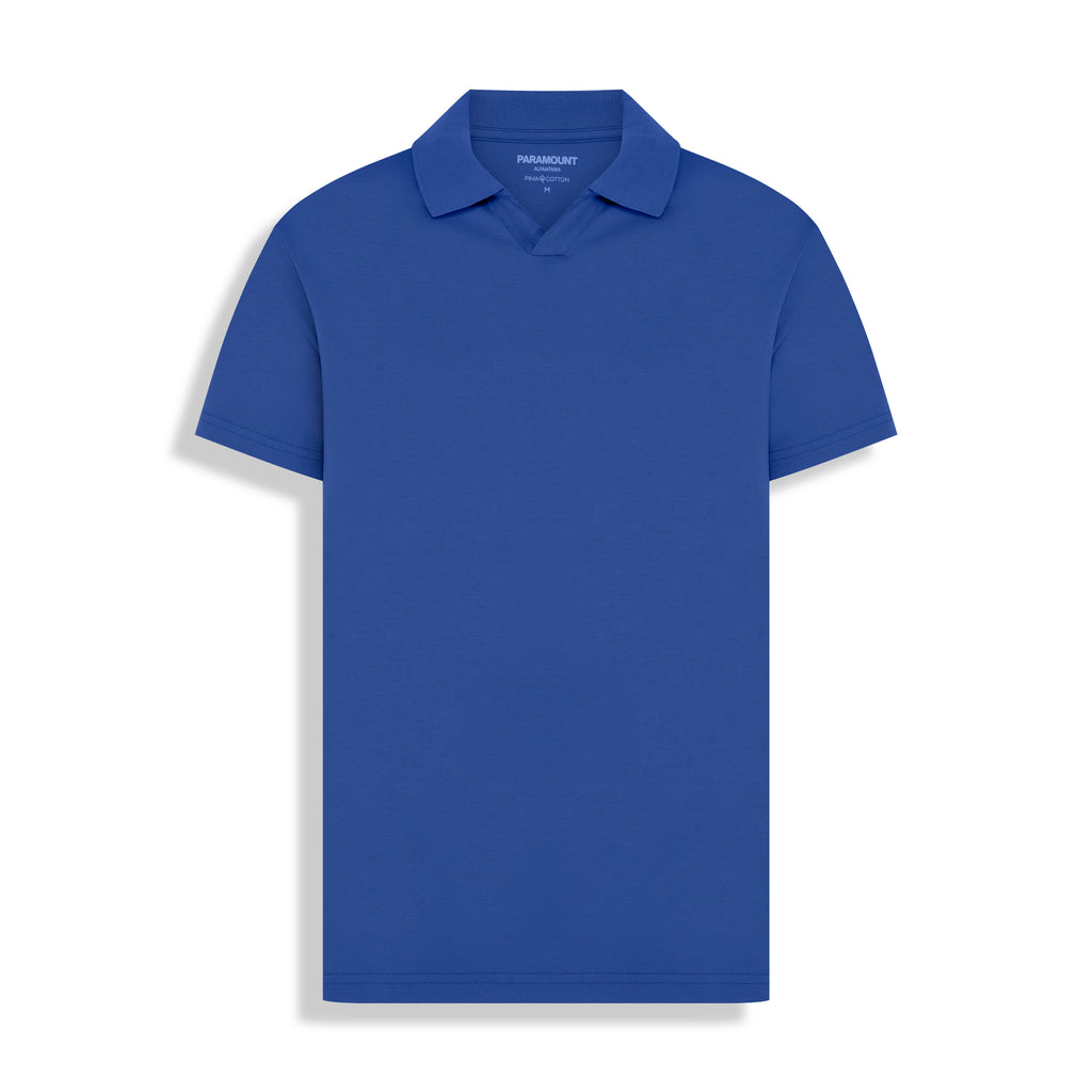 POLO PIMA COTTON GOLA V AZUL MEDIO