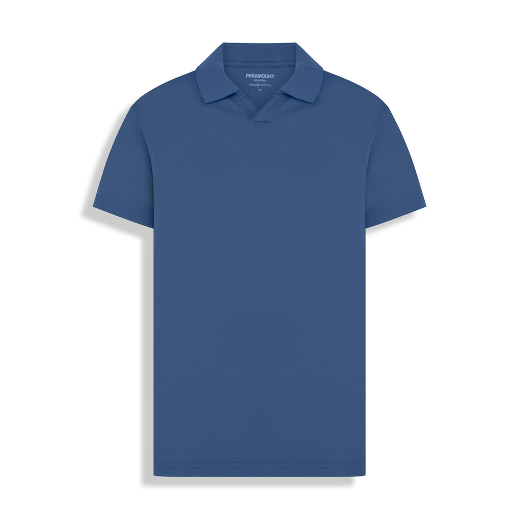 POLO PIMA COTTON GOLA V AZUL