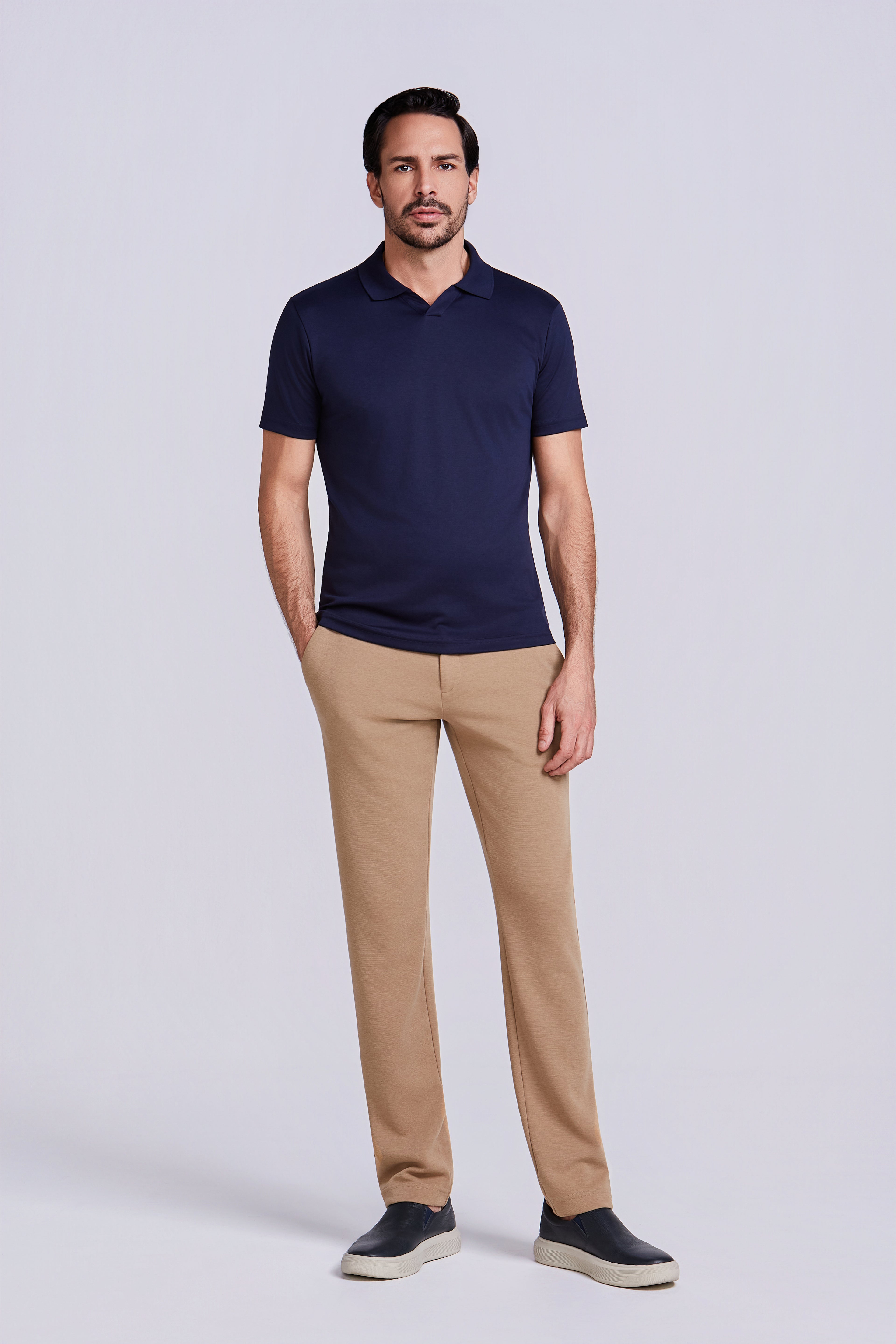 POLO PIMA COTTON GOLA V MARINHO