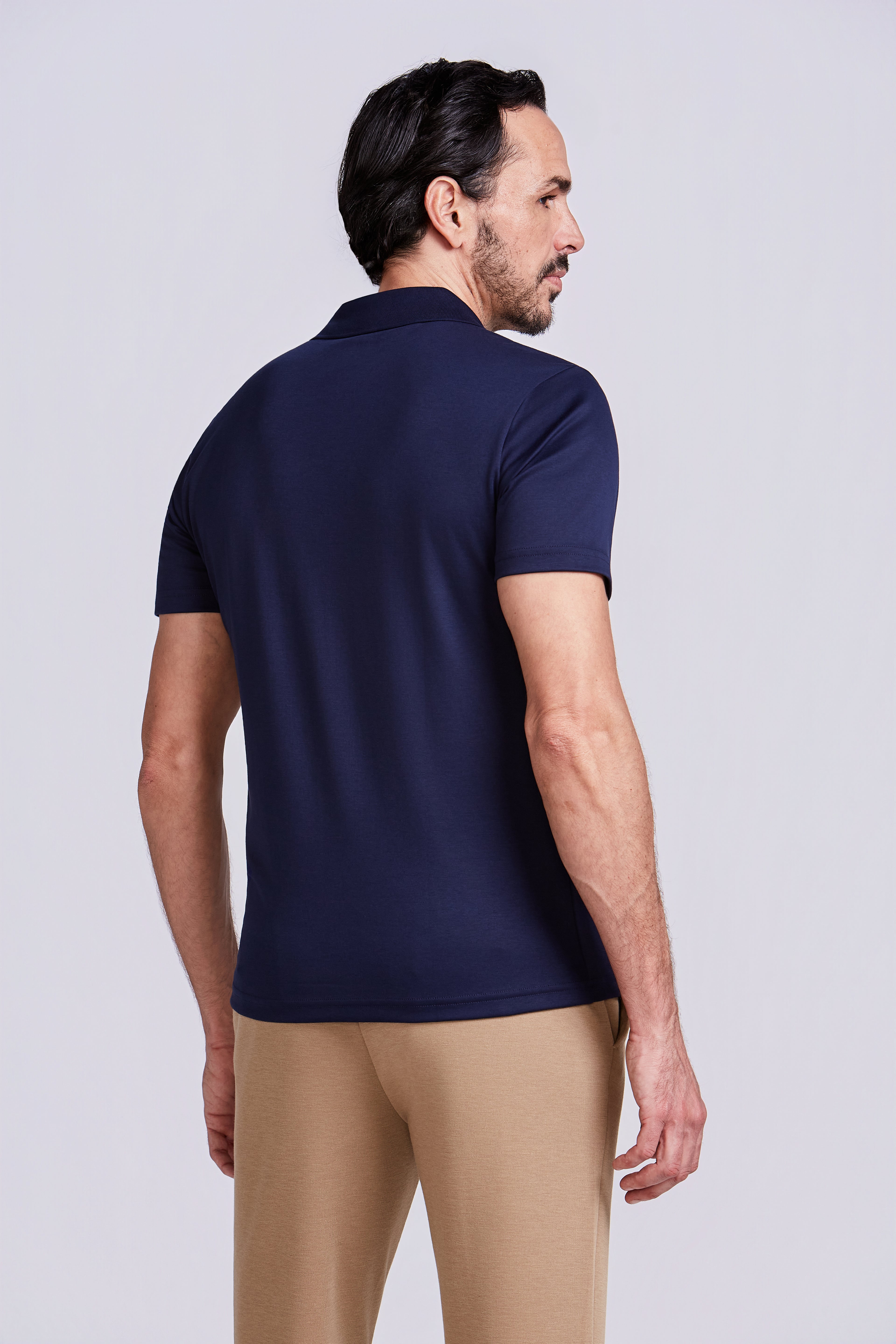 POLO PIMA COTTON GOLA V MARINHO