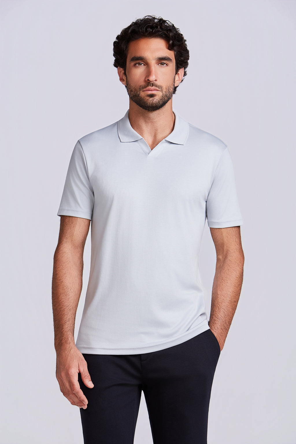 POLO PIMA COTTON GOLA V PRATA
