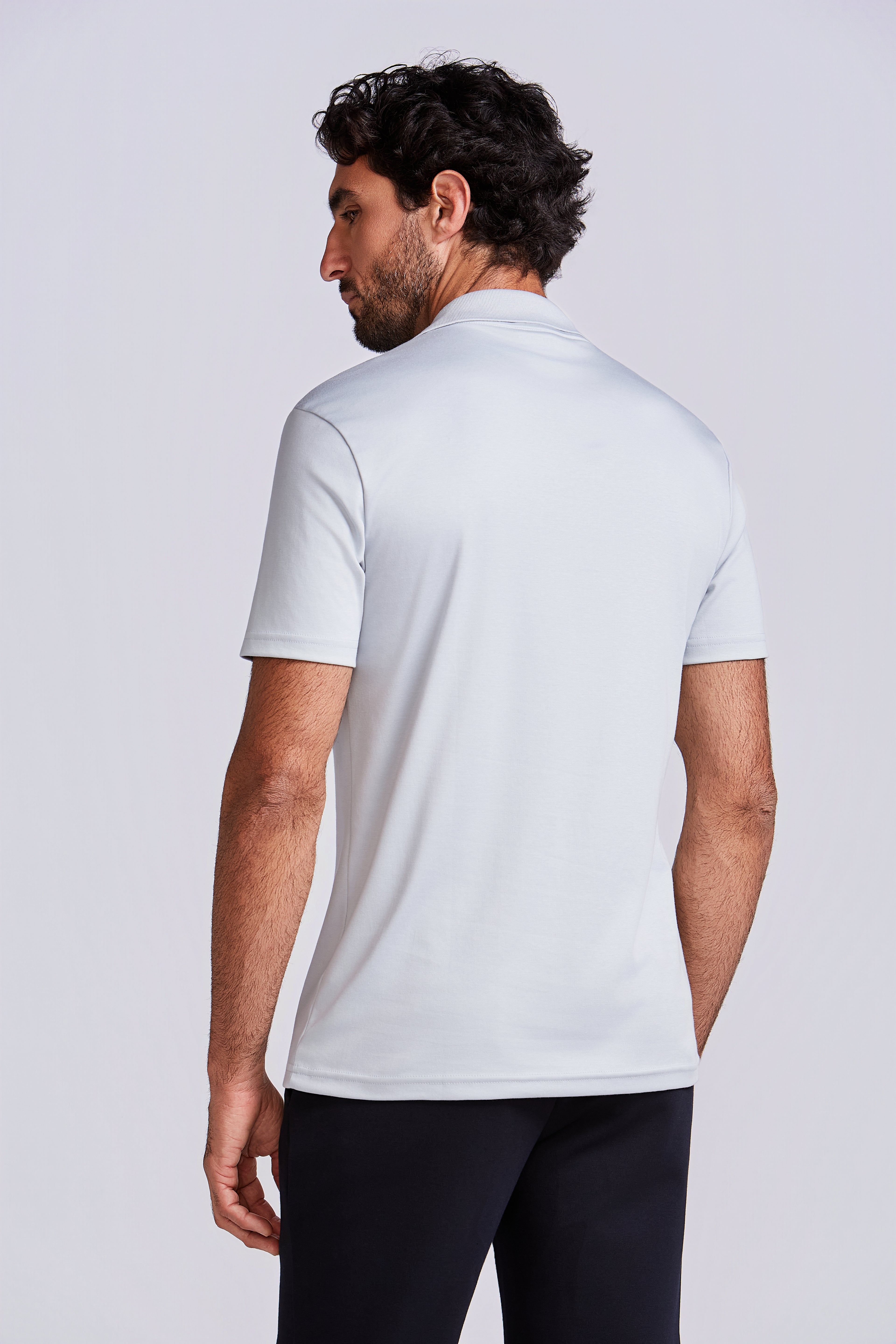 POLO PIMA COTTON GOLA V PRATA