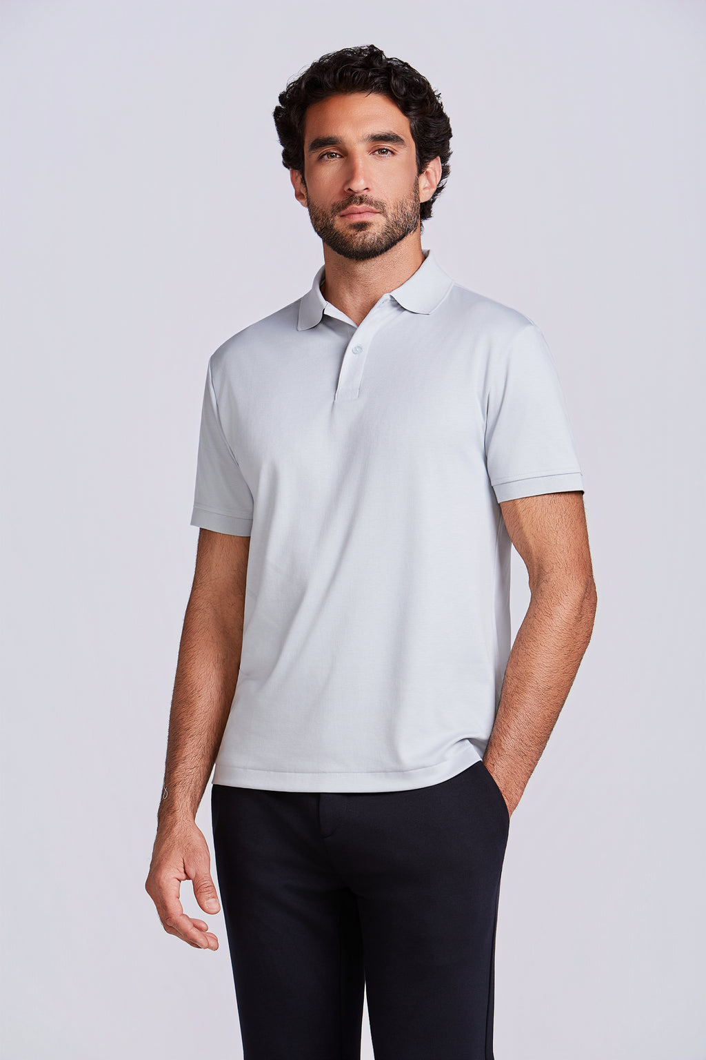 POLO PIMA COTTON 2 BOTOES PRATA