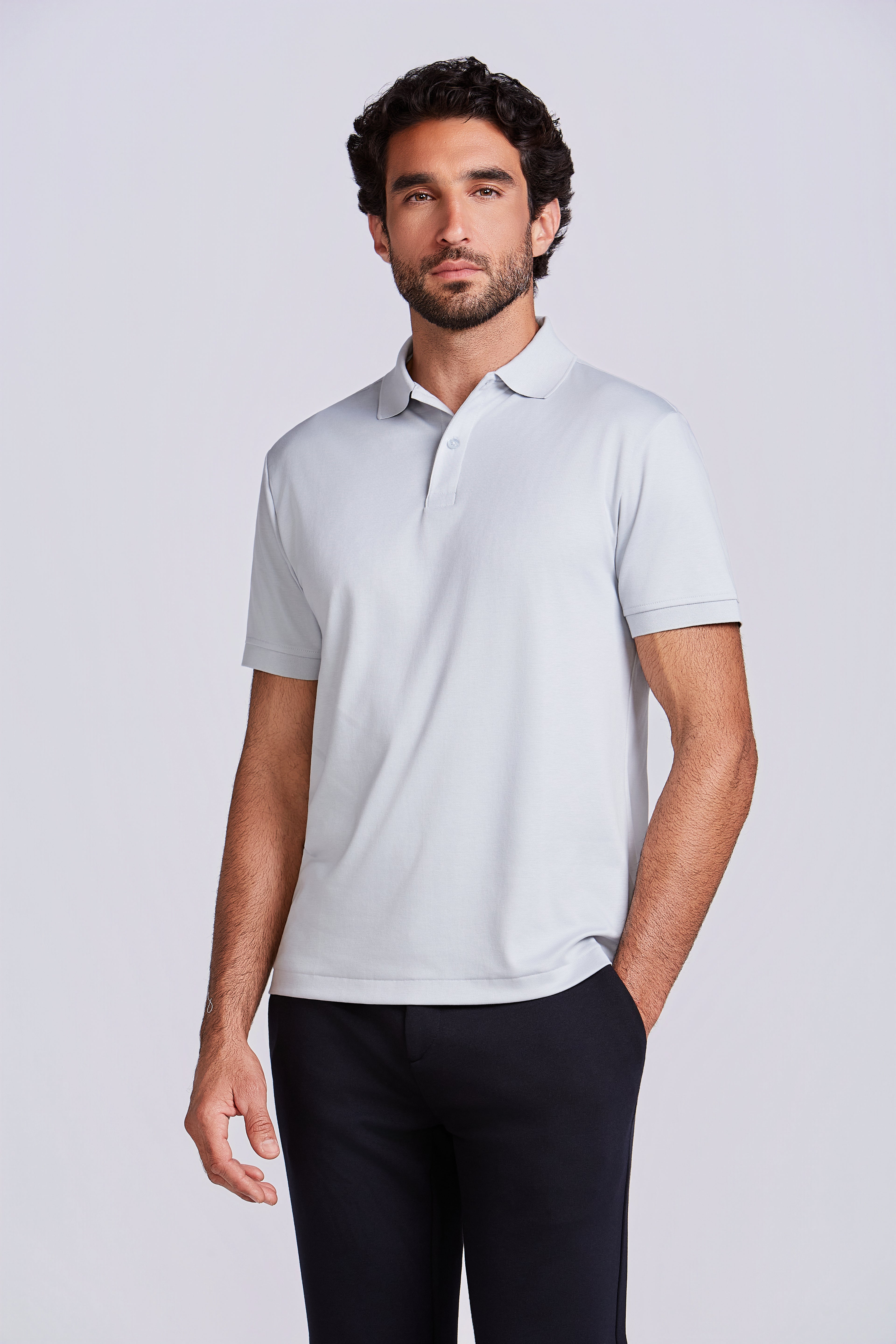 POLO PIMA COTTON 2 BOTOES PRATA