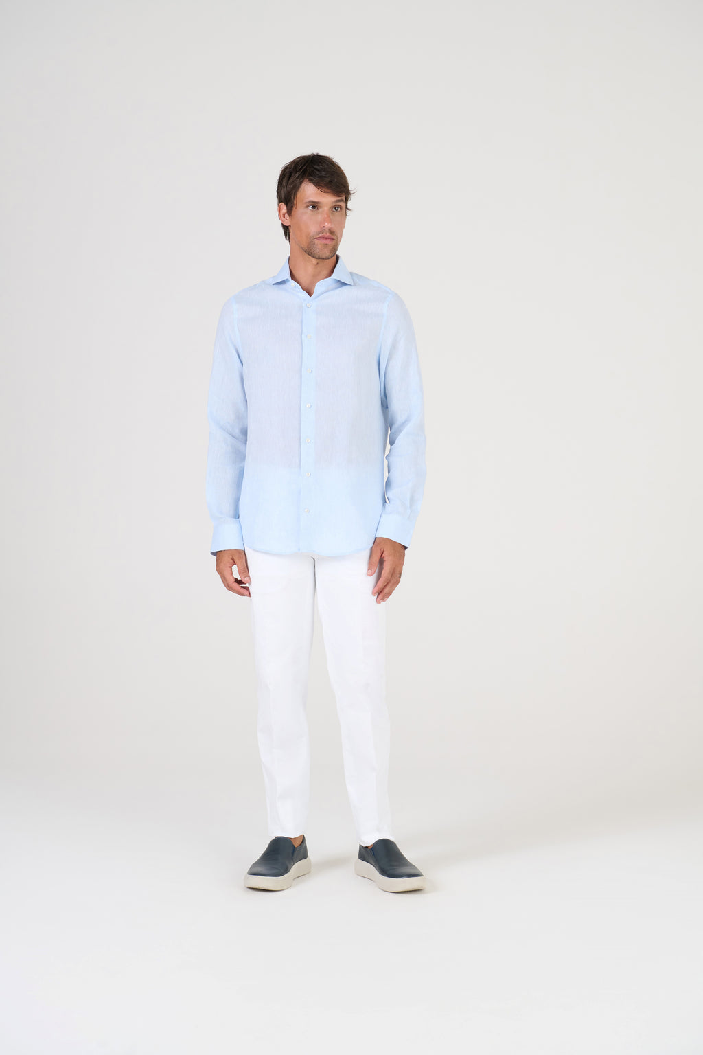 CAMISA M/L PURO LINHO AZUL CLARO