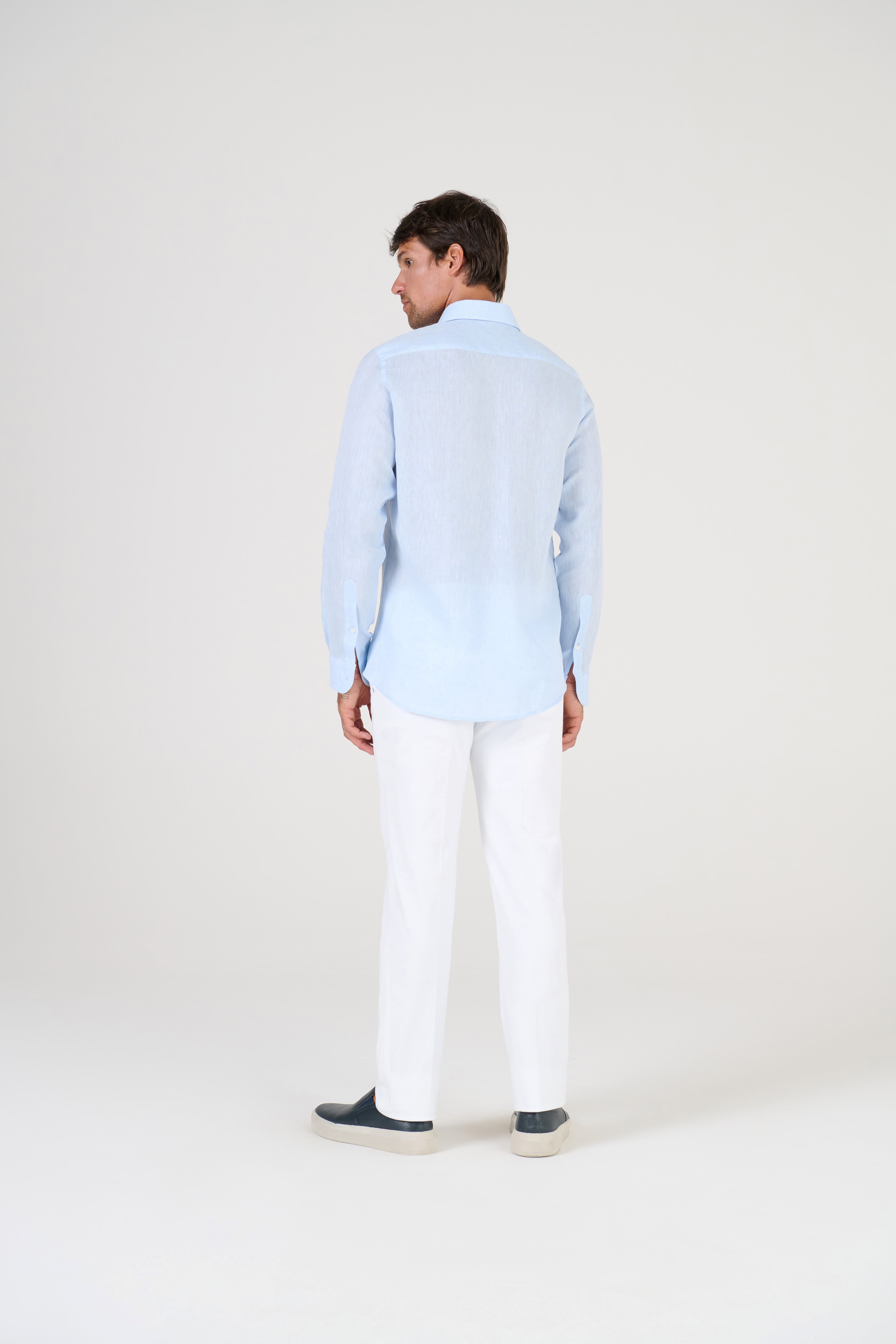 CAMISA M/L PURO LINHO AZUL CLARO