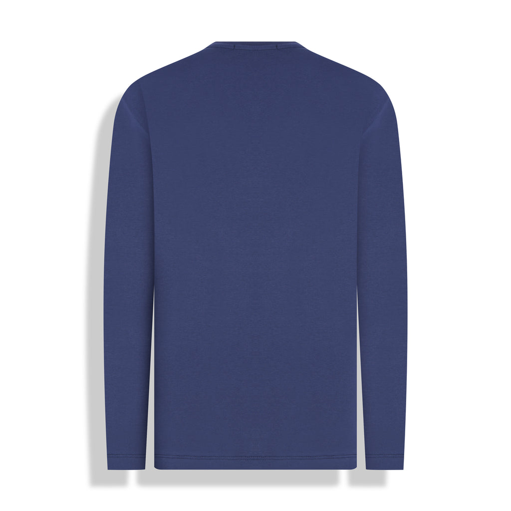 T-SHIRT M/L GOLA V PIMA AZUL MARINHO