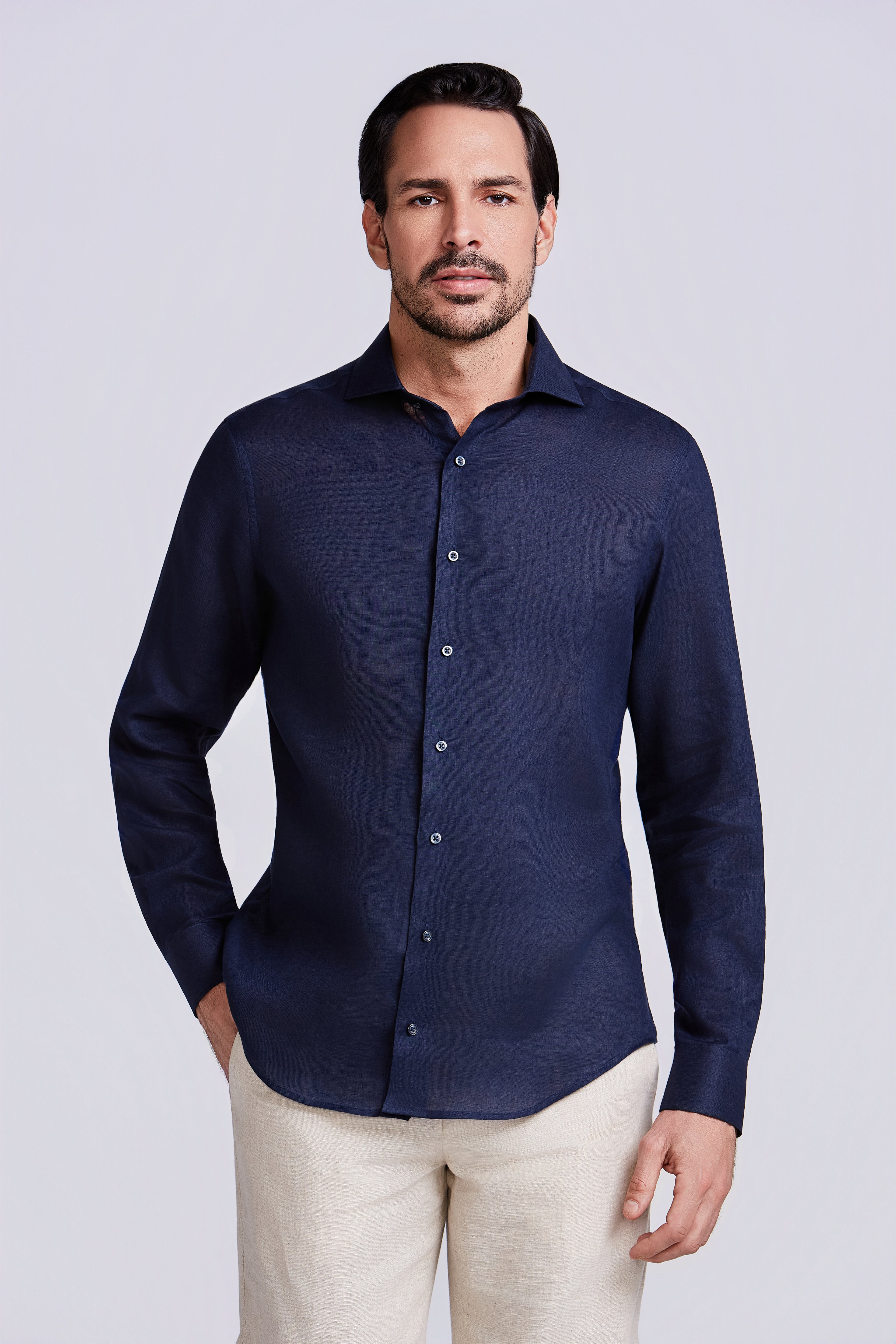 CAMISA M/L PURO LINHO MARINHO