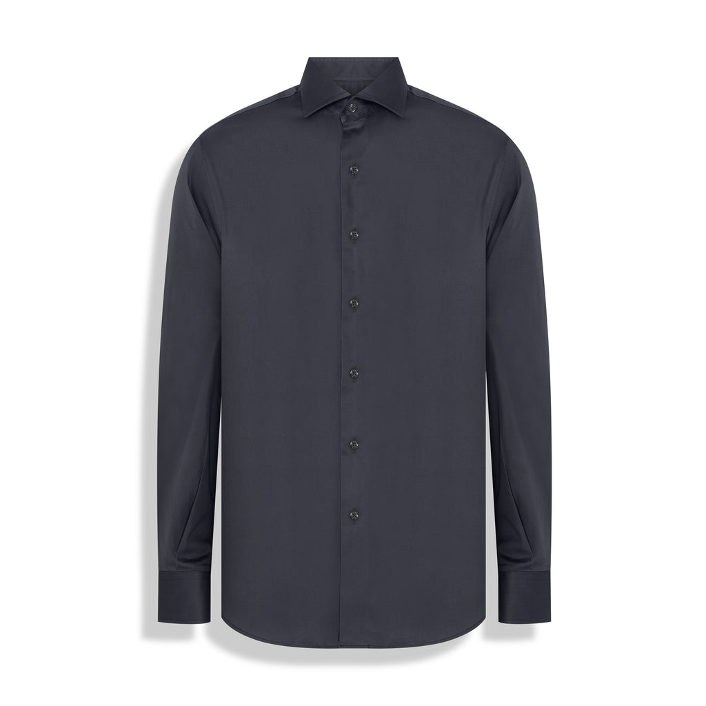 CAMISA M/L CETIM ELASTANO PRETO