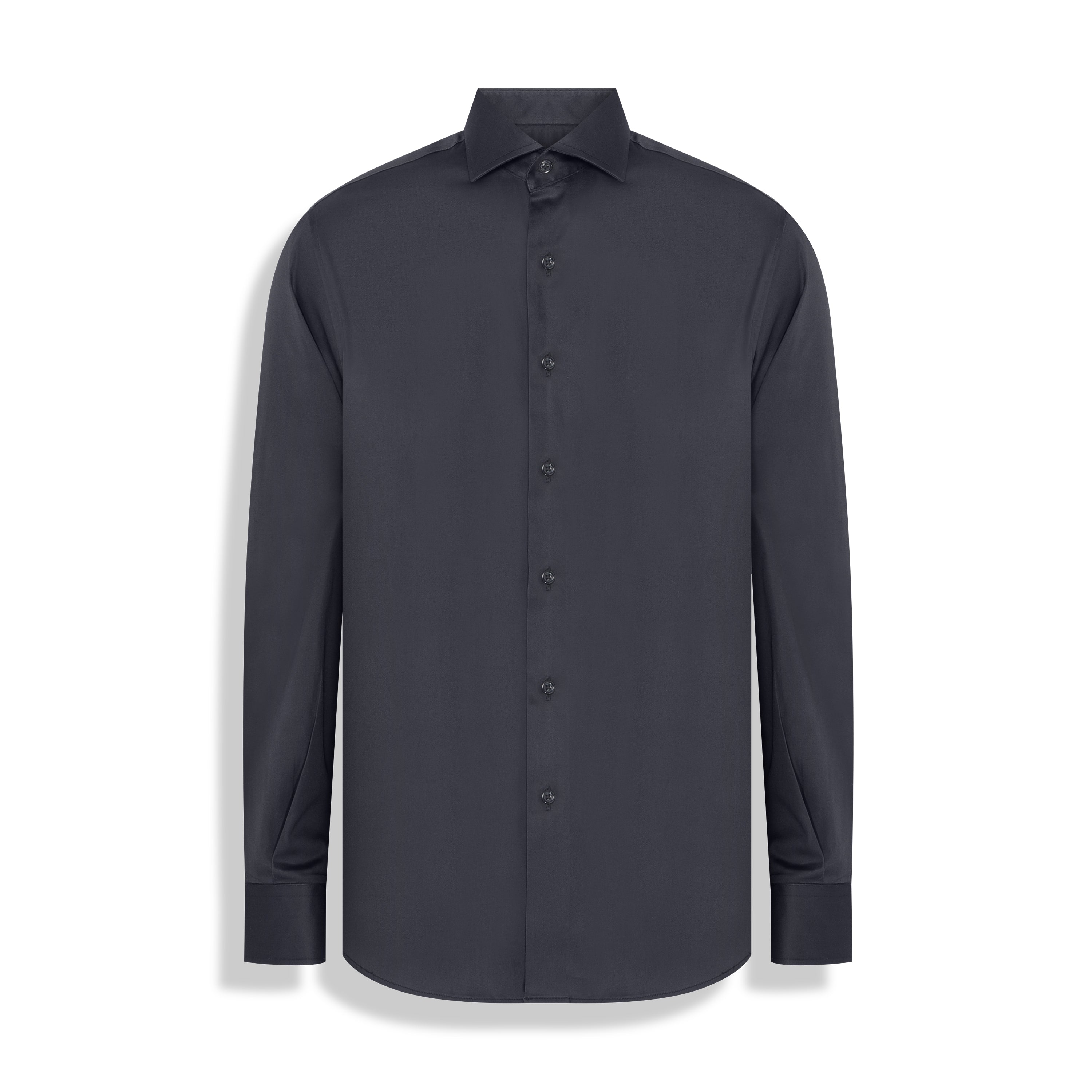 CAMISA M/L CETIM ELASTANO PRETO